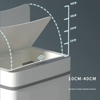 Smart Miskastes ar Sensoru Vāku Touchless Automātiskā Spainis Balto Atkritumu Spaini Virtuves, Mājas, Birojs Guļamistaba