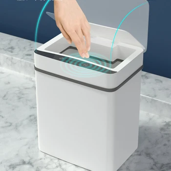 Smart Miskastes ar Sensoru Vāku Touchless Automātiskā Spainis Balto Atkritumu Spaini Virtuves, Mājas, Birojs Guļamistaba