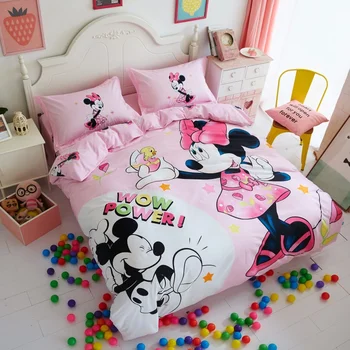Minnie mouse gultas komplekts kids guļamistaba dekors kokvilnas sega sedz meitenes palagu dvīņu izmēra gultas pārklājs pilna queen izmēra gultas veļu
