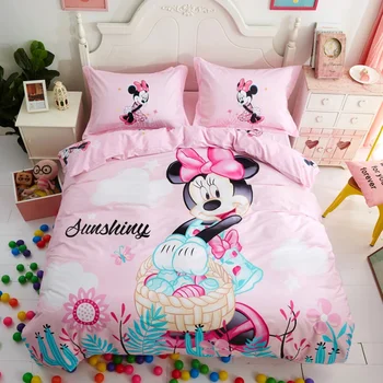 Minnie mouse gultas komplekts kids guļamistaba dekors kokvilnas sega sedz meitenes palagu dvīņu izmēra gultas pārklājs pilna queen izmēra gultas veļu
