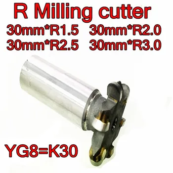 30x12mm kāta R1.5 R2.0 R2.5 R3.0 Metināšanas YG8=K30 Karbīda R Frēzēšanas Apstrāde: čuguna, alumīnija, vara.