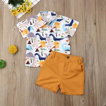 Toddler Zēnu Drēbes 2gab Jaundzimušajiem Bērniem, Bērnu Zēniem Vasaras Topi, T-kreklu Dinozauru Bikses, īsās bikses-Šorti Apģērbs Apģērbs
