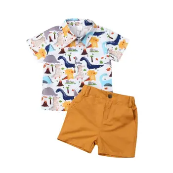 Toddler Zēnu Drēbes 2gab Jaundzimušajiem Bērniem, Bērnu Zēniem Vasaras Topi, T-kreklu Dinozauru Bikses, īsās bikses-Šorti Apģērbs Apģērbs