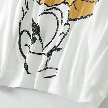 Disney Sporta Krekli Šiks Modes Daisy Duck Karikatūra Izdrukāt Gadījuma Harajuku Sievietēm, O-Veida Kakla Džemperis Ar Garām Piedurknēm Streetwear Top Sieviete