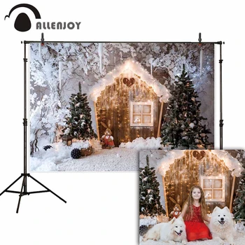 Allenjoy Ziemassvētku eglīte photophone ziemas jauno gadu dekoratīvais kamīns ziemeļbriežu gaismas fona fotogrāfija studija fonu