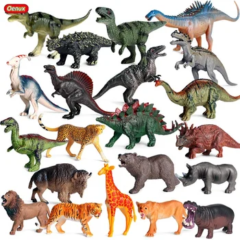 Oenux Jurassic Dinozauru Spinosaurus Velociraptor T-Rex Zoo Pasaules Savvaļas Dzīvnieku Lauva, Tīģeris Modeļa Darbības Rādītāji PVC Rotaļlietas Bērniem