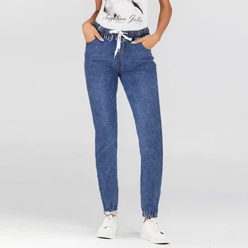 Sieviešu Modes Džinsi Mežģīnes-Up Close-Up Laternas, Garās Bikses sieviešu džinsa bikses gara zīmuli jean sieviešu 2020. gadam jaunpienācēji
