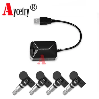 Aycetry!vairumtirdzniecības! USB TPMS Android AUTO DVD, auto Riepu Spiediena Monitoringa 4 Sensori, Signalizācijas Riepu Temperatūras kontroles Sistēma