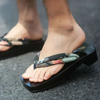 Japāņu Tradicionālo Sandales Gītā Woodn Balles Kurpes Slipppers Vīriešu Koka Kurpes Ķīniešu Stilā Cosplay Gītā Tupele Sandales