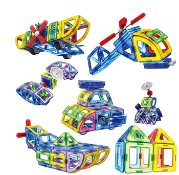 MIPOZOR 88Pcs 2017 Jaunu Magnētisko dizaina Ēka 3D Blokus Kids Izglītojošās Montāža Rotaļlietas Gaisa kuģa Helikopters DIY ķieģeļu