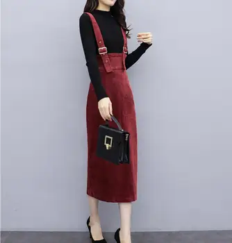 Jaunā Stila Sieviešu Vintage Velveta Kleita Ar garām Modes Džemperis + velveta Kleitu Vārdu Kleita bez Piedurknēm Tvertnes kleita 2020