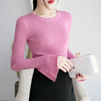 GKfnmt Spīdīgu Lurex Rudens Ziemas Džemperis Sievietēm Ilgi Izlīdzināšanu Piedurknēm Džemperis Sievietēm Pamata Džemperi 2019 korejiešu Stilā Adīta Rozā Tops