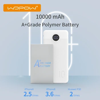 WOPOW Power Bank 10000mAh Dual USB LED Displejs, Ātrās Uzlādes Ārējo Akumulatoru Portatīvo Lādētāju 10000 mAh Powerbank Viedtālruņiem