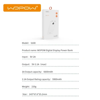 WOPOW Power Bank 10000mAh Dual USB LED Displejs, Ātrās Uzlādes Ārējo Akumulatoru Portatīvo Lādētāju 10000 mAh Powerbank Viedtālruņiem