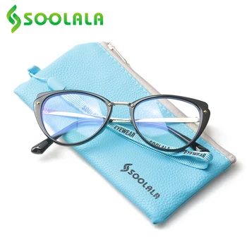 SOOLALA Anti Zilā Gaisma Cat Eye Sakausējuma Lasīšanas Brilles Sieviešu Skaidrs, Lēcas, Briļļu vecuma tālredzība Brilles 0.5 0.75 1.25 1.5 1.75 līdz 5.0