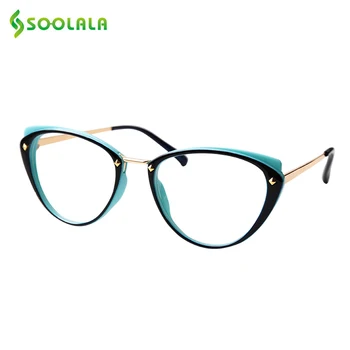 SOOLALA Anti Zilā Gaisma Cat Eye Sakausējuma Lasīšanas Brilles Sieviešu Skaidrs, Lēcas, Briļļu vecuma tālredzība Brilles 0.5 0.75 1.25 1.5 1.75 līdz 5.0