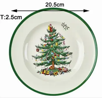 Komplekts no 4 Eiropas Ziemassvētki Koka Plāksnes vakariņas plāksnes Porcelāna Deserta Šķīvja Steika Salāti, Uzkodas Kūka Plāksnes, Galda piederumi