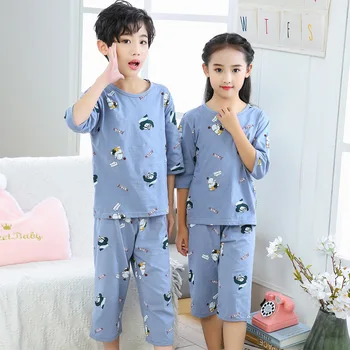 2020. gadam Pavasara Vasaras Bērnu Pidžamas Homewear Set Baby Pusi Piedurknēm Sleepwear Zēni Meitenes Naktsveļu Pidžamas Bērniem Kokvilnas, 3-16Y pusaudžu