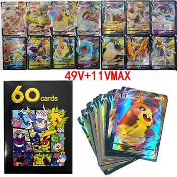 100gab Pokemon Kartes V VMAX MEGA TAG KOMANDA EX GX Enerģijas Kaujas TAKARA TOMY Spēles Karti Spīd Tirdzniecības Carte Labāko Tirdzniecība Bērnu Rotaļlietas