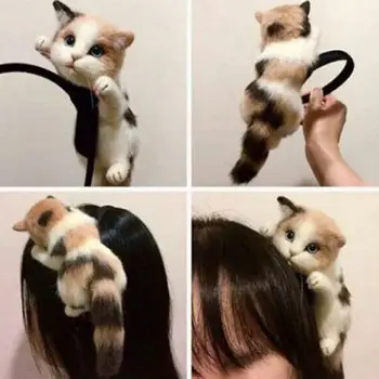 Jauki Kaķis Galvu Flannelette Plīša Kaķēns HairBand Halloween Chirsmas Puse Galvassegu Matu Aksesuāri Meitenēm