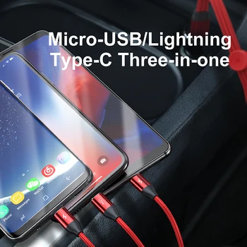 LED Multi 3 in 1 usb kabelis, lādētājs, iPhone, Samsung, huawei xiaomi ātra uzlāde apple lightning android micro usb type c