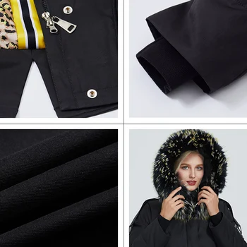 2019 Astrid ziemas jaka sievietēm bieza kokvilnas apģērbu atpūtas silts melns sieviešu parka ar Lielās kažokādas apkakles dizaina ZR-3030