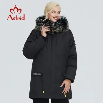 2019 Astrid ziemas jaka sievietēm bieza kokvilnas apģērbu atpūtas silts melns sieviešu parka ar Lielās kažokādas apkakles dizaina ZR-3030