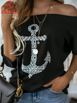 Modes Sievietes Vasaras Enkura Print T-Krekli Streetwear Raibs Dizains O-veida Kakla Īsām Piedurknēm Dāma Gadījuma Vaļēju Apkakli Top