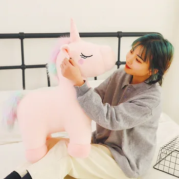 Jaunas multfilmas gudrs varavīksnes vienradzis plīša rotaļlieta pildījumu dzīvnieku zirgu bērnu biedrs nomierinātu bērnu rotaļu lelle dzimšanas dienas dāvanu zēns meitene