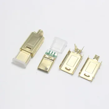 10Set 4P 5P USB 2.0 Type-C Plug Double-sided spraudnis OTG datu pārraides Uzlādes Savienotājs OD 3.0mm2 Kabelis