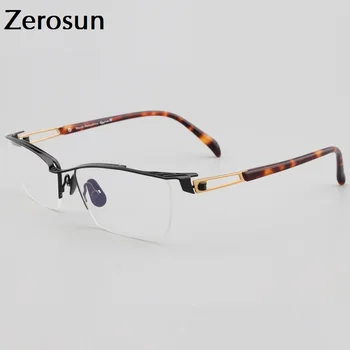 Zerosun Titāna Rāmji, Brilles Vīriešu Brilles Vīriešiem, Daļēji bez apmales Brilles Optiskās Zīmola Dizaineru Brilles