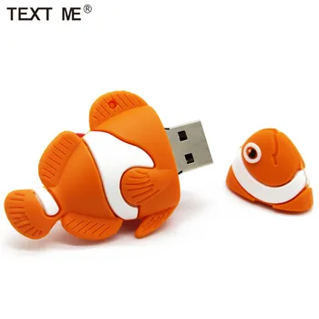 TEKSTA MAN gudrs karikatūra zivju usb 2.0 usb flash disks 4GB 8GB 16GB 32GB 64GB wdeeing dāvanu