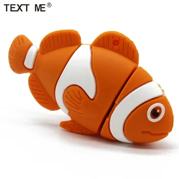 TEKSTA MAN gudrs karikatūra zivju usb 2.0 usb flash disks 4GB 8GB 16GB 32GB 64GB wdeeing dāvanu