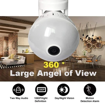 360° Panorāmas Spuldzes, Kamera, Bezvadu Wifi Tīklu Mājas Drošības IP Kamera Nakts Redzamības divvirzienu Balss Novērošanas Kamera