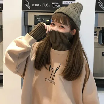 Hoodies Sieviešu Rudens Ziemas Moderns Korejiešu Stilā Vienkāršu Gadījuma Raibs Augstas Kvalitātes Streetwear Sieviešu Apģērbu Šiks Zaudēt Soft