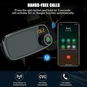 Automašīnas Bluetooth, FM Raidītājs ar Magnētisko Tālruņa Turētājs QC 3.0 Uzlādes MP3 Mūzikas Atskaņotājs VDX99