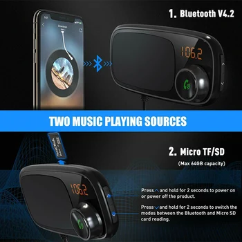 Automašīnas Bluetooth, FM Raidītājs ar Magnētisko Tālruņa Turētājs QC 3.0 Uzlādes MP3 Mūzikas Atskaņotājs VDX99
