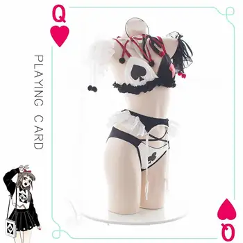 Gudrs Krūšturis un Biksīšu Komplekts Lolita Anime Cosplay Apakšveļa Karalienes Kostīms, Balts Babydoll