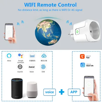 SMATRUL Tuya WiFi Smart Plug 16A 220V Adapteri Bezvadu Tālvadības Balss Kontroles Pilnvaras Uzraudzīt Taimeri Rozetes Mājas Komplektu Google Alexa
