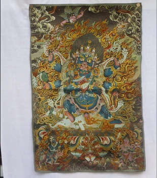 Kolekcionējamus Tradicionālo Tibetas Budisms Nepālā Thangka Budas gleznas ,Liela izmēra Budisms zīda brokāta krāsošana p002514