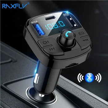 RAXFLY Ātri Uzlādēt 3.0 Bluetooth Automašīnas Lādētājs Ātri USB Tālruņa Lādētāju, Fm Raidītājs Maksas Tālrunis Automašīnu, Auto Cargador USB