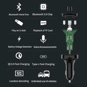 RAXFLY Ātri Uzlādēt 3.0 Bluetooth Automašīnas Lādētājs Ātri USB Tālruņa Lādētāju, Fm Raidītājs Maksas Tālrunis Automašīnu, Auto Cargador USB
