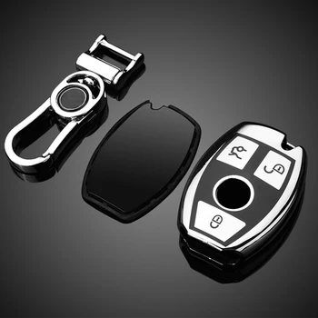 ZOBIG TPU+PC Auto Atslēgu Lietu Vāciņa Atslēgu Turētāja Ķēdes Gredzens Mercedes Benz W203 W210 W211 W124 W202 W204 AMG