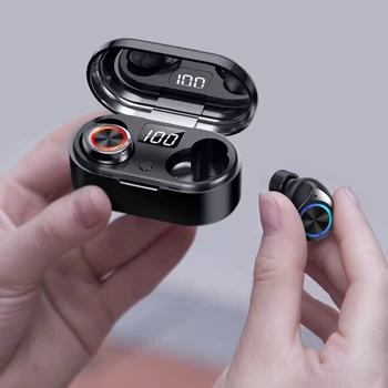 TWS Bluetooth 5.0 Austiņas pirkstu Nospiedumu Pieskarieties vienumam Bezvadu savienojumi Earbuds LED Ekrānu Austiņas Austiņas ar Mikrofonu priekš iphone xiaomi