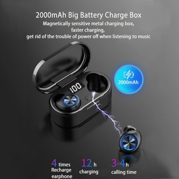 TWS Bluetooth 5.0 Austiņas pirkstu Nospiedumu Pieskarieties vienumam Bezvadu savienojumi Earbuds LED Ekrānu Austiņas Austiņas ar Mikrofonu priekš iphone xiaomi