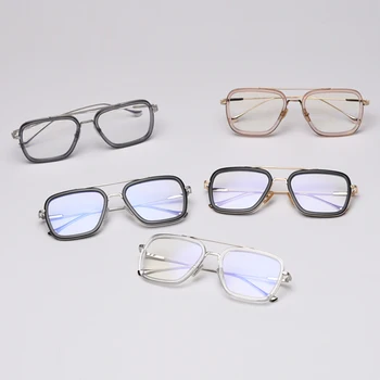 Peekaboo caurspīdīgs kvadrāta brilles rāmis sievietēm zelta pusē metāla vīriešu optiskās brilles notīrīt objektīvu, augstas kvalitātes