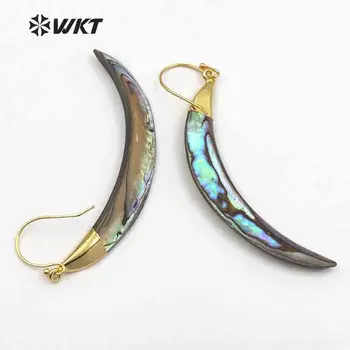 WT-E130 WKT Dizainers Dabas paua shell auskari skaistu patiesu abalone auskari ar zelta tuvās bezmaksas piegāde