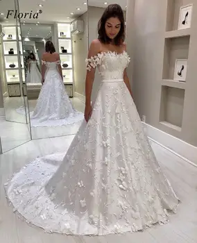 Turcijas Baltas Kāzu Kleitas 2020. Gadam-Line Mežģīnes Līgavas Kleitas Pie Pleca Seksīga Kāzu Kleitas Tauriņš Modelis Vestido De Novia