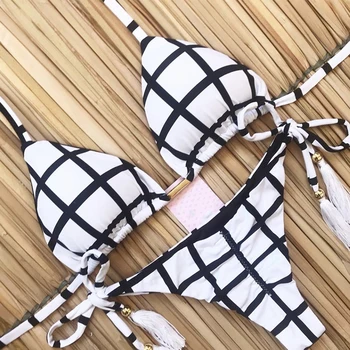 Ziedu drukāt peldkostīmi sieviešu Mežģīņu tropu atstāj peldkostīms Push up peldkostīms sieviešu Boho triangle pavada bikini komplekts 2019