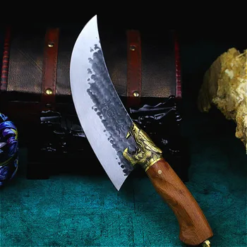 Ķīna Longquan Apļveida loka pūķis galvas nazis nazis gaļas stends atkaulošanas nazis, nogalinot zivju nazi kaušanas nazis āra nazi
